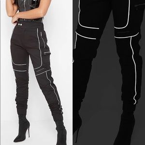 Manière De Voir REFLECTIVE PIPED CARGO PANTS